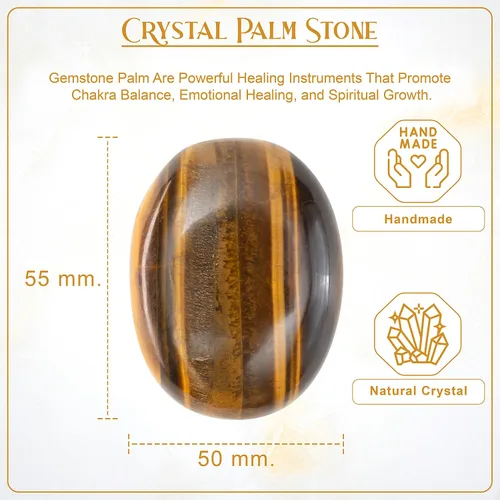 Vista 5 de Crocon® Piedra de palma grande de ojo de tigre de 1.969 in, más de 900 quilates, piedras de bolsillo para equilibrio natural de chakras, piedras
