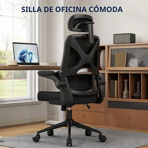 Vista 4 de Silla ergonómica de oficina – Silla de escritorio con reposacabezas ajustable soporte lumbar silla de computadora – Silla cómoda de malla