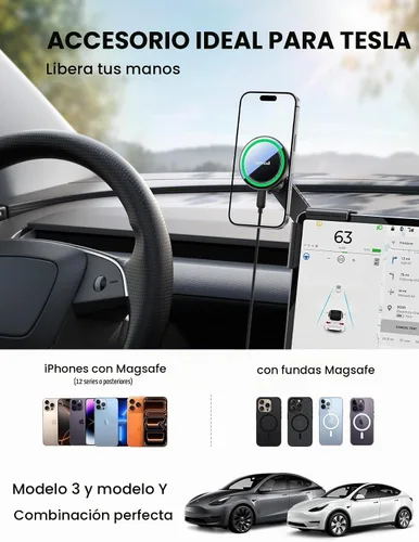 Vista 3 de Lamicall Cargador de montaje de teléfono Tesla para el imán N55 más fuerte