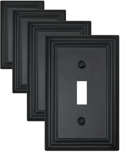 Vista 11 de Switch Plates Outlet Covers, 1-Pack Metal Wall Plate, Black Finish Midsize 1 Toggle 1 Decorator Combo Wall Plate, Ideal for GFCI Outlets, Light