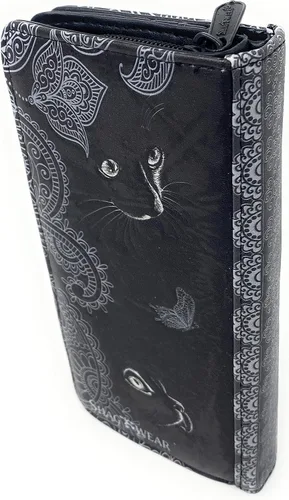 Vista 2 de Shag Wear Cartera para gatos para mujer, ShadowCatBlack, Moderno