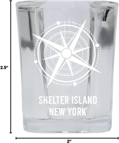 Vista 3 de Shelter Island New York Beach Souvenir - Vaso de chupito de base cuadrada de 2 onzas