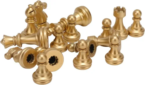 Vista 3 de Honio Juego de ajedrez dorado y plateado duradero de 1.93 pulgadas para juegos de rompecabezas