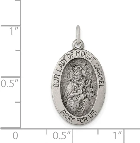 Vista 3 de Medalla de plata de ley antigua de Nuestra Señora del Monte Carmelo 0945in 0512in estilo QC5574
