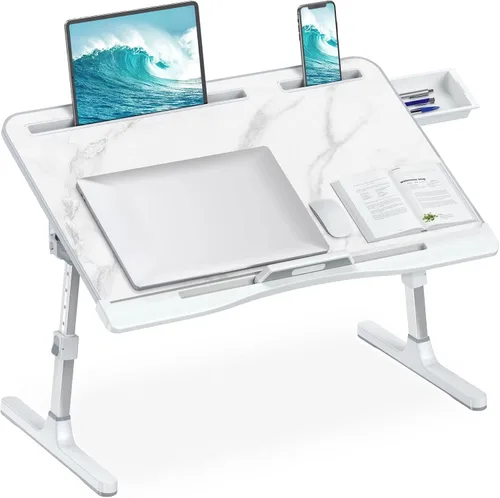 Vista 9 de HETTHI Bandeja de escritorio para cama de laptop, soporte ajustable y resistente para computadora portátil con materiales de primera calidad