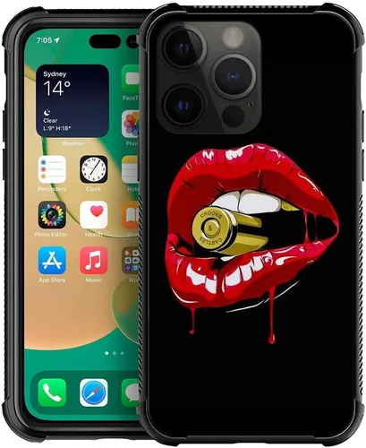 Vista 32 de ZHEGAILIAN Funda compatible con iPhone 14, funda de munición AK 47, parte trasera de vidrio templado+funda protectora de TPU de silicona suave