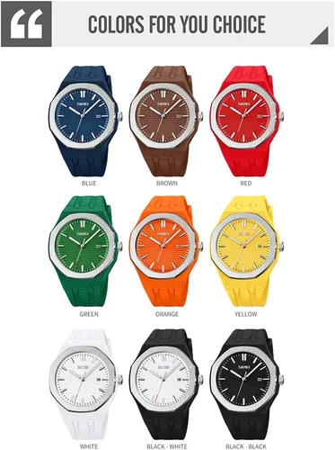 Vista 7 de SKMEI Watches for Men Silicone Easy Read Waterproof Sport Casual Fashion Analog Quartz Luminous Fathers Gifts Black Wrist Watch