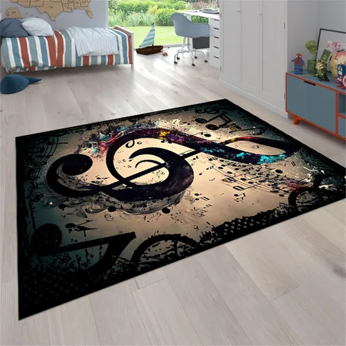 Vista 11 de Alfombra de guitarra, 3 x 4 pies, alfombra de guitarra eléctrica, para interiores, antideslizante, reducción de ruido, lavable a máquina, alfombra