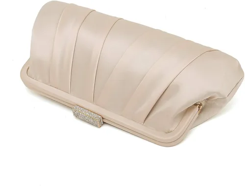 Vista 5 de CHARMING TAILOR Bolso de mano clásico de satén plisado con diamantes para bodas bailes eventos de corbata negra