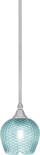 Vista 172 de Toltec Lighting Tallo Colgado Mini colgante, acabado de cobre negro, 3.5" cuadrado humo burbuja vidrio