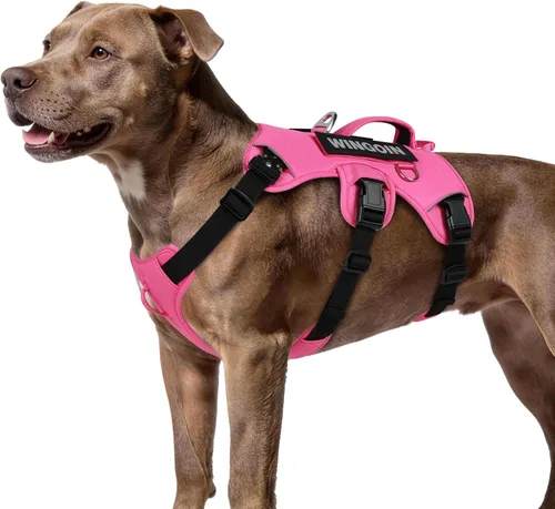 Vista 10 de WINGOIN Arnés táctico negro para perros pequeños, arnés resistente sin tirones con asa, arnés militar reflectante ajustable K9 para mascotas