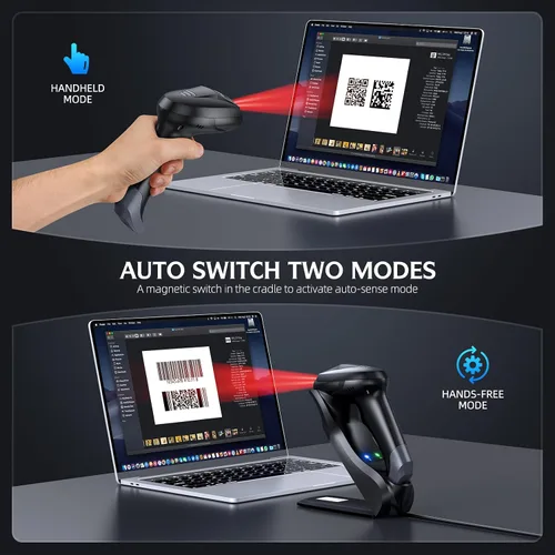 Vista 4 de TEEMI Escáner de código de barras Bluetooth TMSL-56CR con base de carga USB Escáner QR 2D, lector de licencia de conducir, análisis de datos
