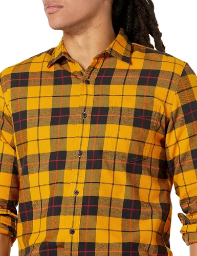 Vista 73 de Amazon Essentials Camisas de franela de manga larga para hombre, corte ajustado, a cuadros con botones