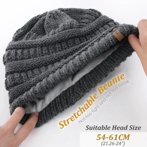 Vista 57 de FURTALK Gorros de invierno para mujer, con forro polar, gorro de punto holgado y cálido, gorro de esquí