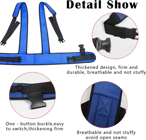 Vista 3 de Cinturón de seguridad para silla de ruedas con correa ajustable para el hombro, cinturón de sujeción médica, restricciones de cama para silla