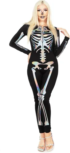 Vista 34 de Tipsy Elves Form Fitting & Flattering Skeleton Bodysuit for Halloween - Women's Skeleton Costume