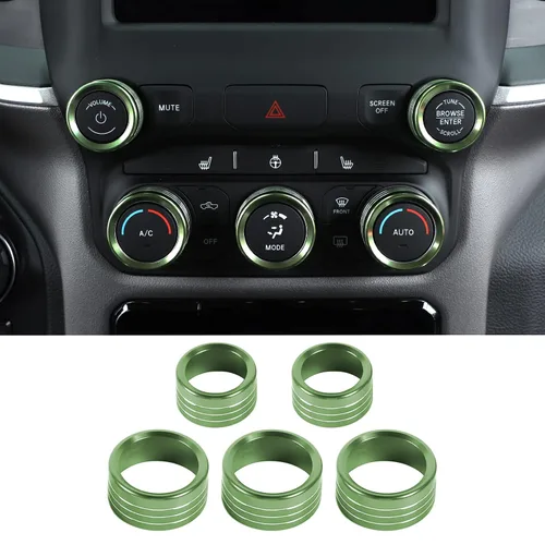 Vista 15 de Voodonala para Dodge RAM Cubierta de perilla del interruptor de aire acondicionado y radio de aluminio para la consola central para Dodge RAM Negro