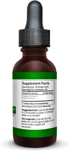 Vista 2 de Chaparral, Gobernadora (Larrea tridentata) Extracto de hierbas 1 fl oz.