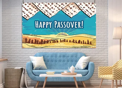Vista 4 de Nepnuser Telón de fondo para cabina de fotos de Pascua Pesaj Seder Matzo Festival Judío Decoración de fiesta de vacaciones para interiores