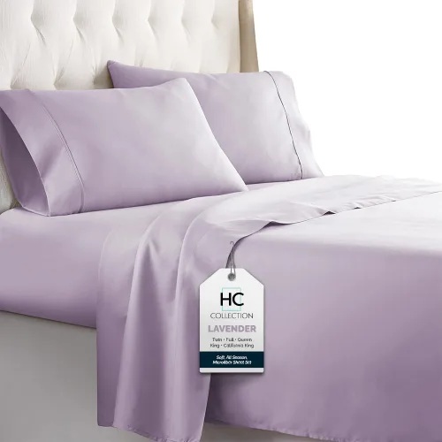 Vista 14 de HC COLLECTION Juego de sábanas para cama individual con 1 funda de almohada, sábanas de microfibra cepillada de 1800 hilos de lujo hotelero Serie