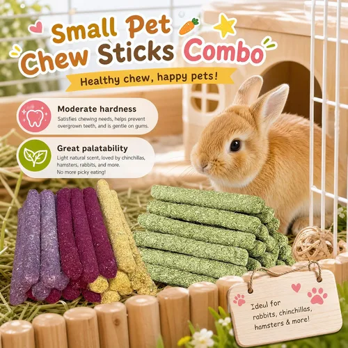 Vista 3 de 40 piezas de palitos de heno naturales para masticar conejo