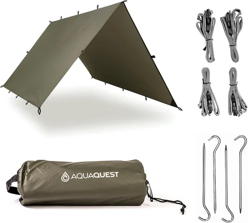Vista 13 de AquaQuest Lona Safari – Ligera impermeable (0.197 in) con costuras selladas Ripstop para mochileros, senderismo y camping en hamacas