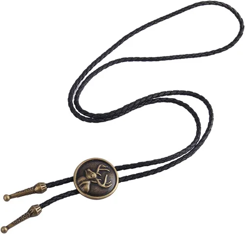 Vista 70 de Jeilwiy Corbata de bolo para hombre, corbata de vaquero occidental, collar de corbata de bolo dorado, corbata de cuero, corbata de Halloween