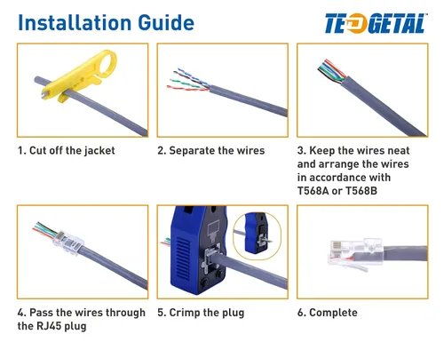 Vista 6 de Paquete de 100 conectores RJ45 Cat6 / Cat5e RJ45, conectores de crimpado de cable Ethernet de paso para cables sólidos y cables de red UTP estándar