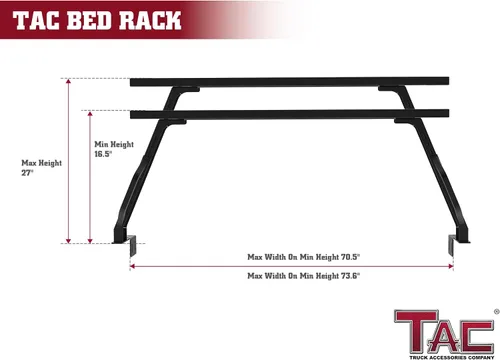 Vista 3 de TAC - Estante ajustable para caja de camioneta de 5 a 6 pies de longitud, se adapta a