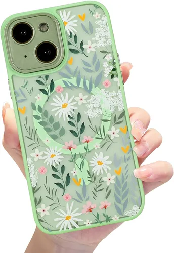 Vista 11 de Compatible con el teléfono 13 Pro - Funda magnética mate translúcida, de lujo, a prueba de golpes, magnética y con bonito patrón de flores, carcasa