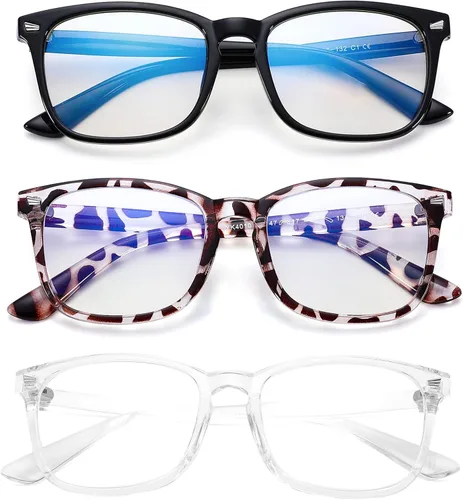 Vista 9 de COASION Gafas de pantalla azul para niños de 3 a 12 años, paquete de 3 gafas de bloqueo de luz azul para niñas y niños, anteojos falsos