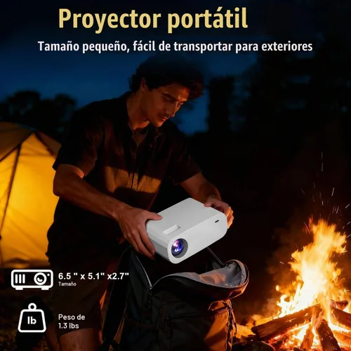 Vista 8 de Mini proyector inteligente, proyector portátil 1080P 4K