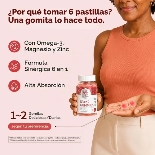 Vista 5 de Gomitas de vitamina D3 K2, 5,000 UI/10,000 UI D3 + 200 mcg MK-7, 120