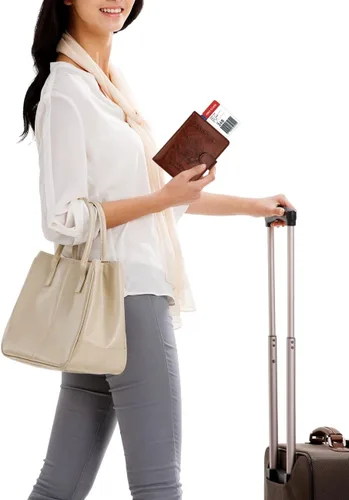 Vista 8 de WALNEW Funda para pasaporte, tarjetero para pasaporte de viaje, funda tipo cartera, E-Café, E