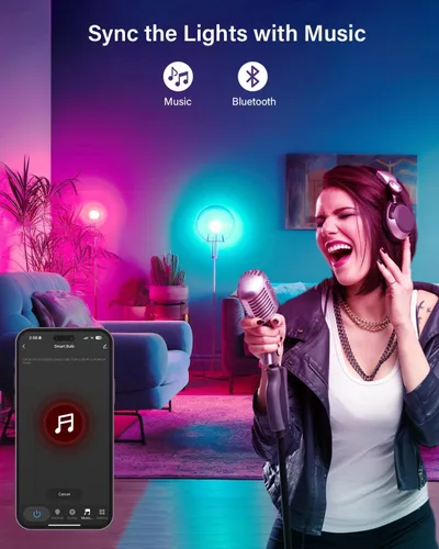 Vista 3 de Paquete de 6 bombillas inteligentes GU10, bombillas LED GU10 de 5 W, cambio de color, regulable, sincronización de música, temporizador, control