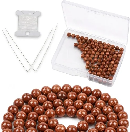 Vista 36 de Cherry Tree Collection 100 cuentas redondas de 6 mm de turquesa africana para hacer joyas Incluye caja de almacenamiento, cordón elástico