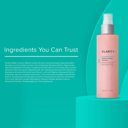 Vista 7 de ClarityRx Cleanse - Jabón facial diario con infusión de vitaminas, limpiador facial hidratante natural a base de plantas para todo