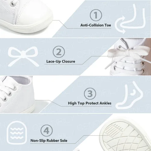 Vista 5 de KaKaKiKi - Tenis de lona para bebé, infante, niños, tenis con suela de goma antideslizante, tenis de caramelo caminantes, primerizos, precaminando