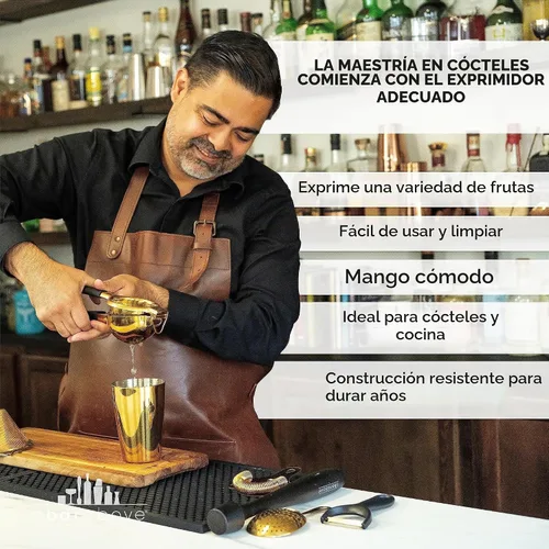 Vista 3 de Exprimidor de prensa a mano con barra para cócteles, resistente, acabado dorado Stainless Steel Lemon Squeezer, Grapefruit Reamer Bowl, Dishwasher