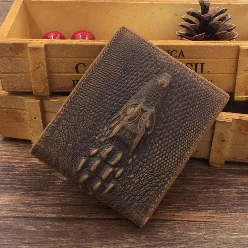 Vista 4 de CZDYUF - 1 cartera corta de dos pliegues para hombre, cartera retro hecha a mano con múltiples tarjetas