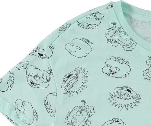 Vista 3 de Nickelodeon Camisa de moda de los años 90 de Rugrats Angelica y Reptar Allover Crop Top Skimmer Tee