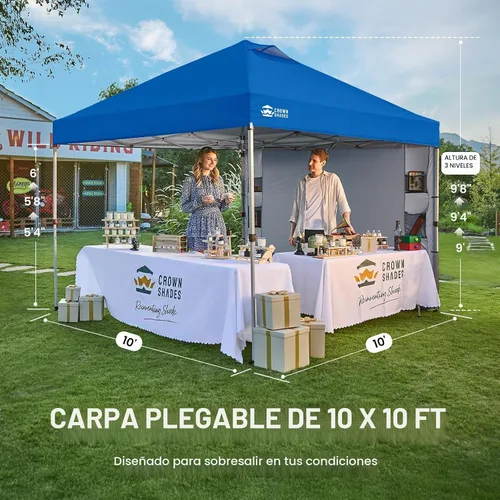 Vista 7 de CROWN SHADES Tienda de campaña, refugio portátil desplegable al aire libre de 10 x 10 pies con bolsillo en la pared lateral, cerradura central