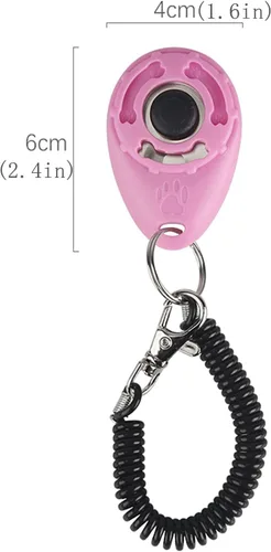 Vista 2 de Paquete de 2 clics de entrenamiento para perros, clicker para perros con correa de muñeca, herramientas de entrenamiento de perros, coloridos