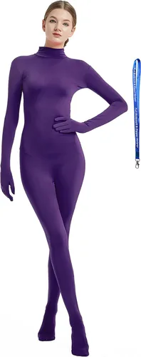 Vista 11 de Overol completo Full Bodysuit para mujer, con cremallera, sin capucha, de licra Spandex, para disfraz Zentai Negro