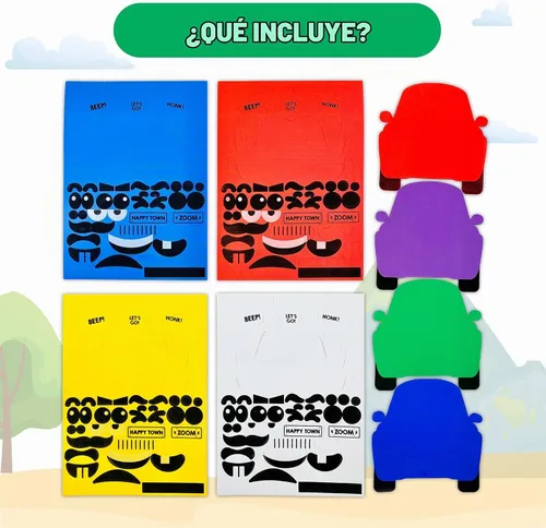 Vista 3 de VKPI Kit de regalo de 4 piezas de espuma EVA, creativo para hacer tus propios autos, proyectos de manualidades de papel de espuma de dibujos Coches
