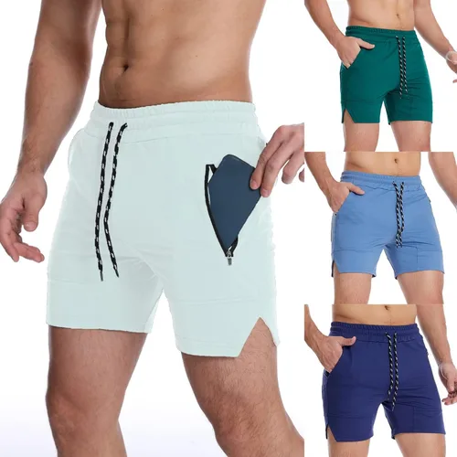 Vista 7 de Gym Shorts Men Workout Running Shorts Quick Dry Active 3 Inches Lightweight Breathable Training Shorts with Zipper Pockets