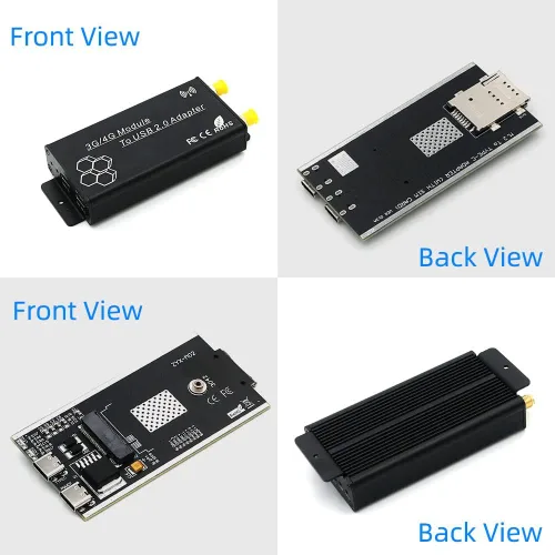 Vista 3 de HLT Adaptador NGFF (M.2) a USB 2.0 (tipo C) con ranura para tarjeta SIM e interfaz de alimentación auxiliar para módulo WWAN/LTE