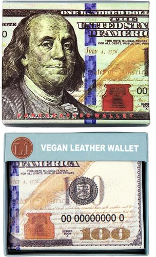 Vista 4 de WLT-107 - Cartera de billetes para hombre de US$100 dólares con soporte para tarjetas de crédito y pantalla de identificación