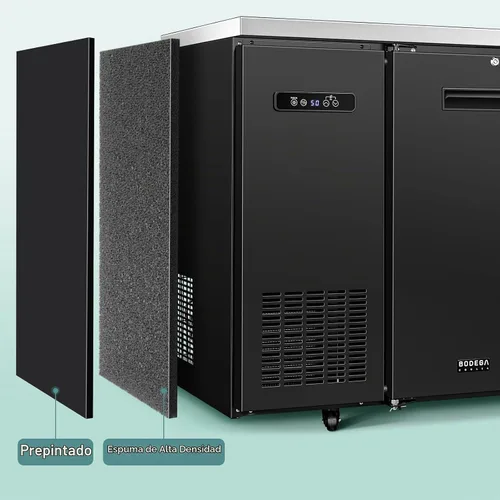 Vista 7 de BODEGA BODEGACOOLER - Enfriador comercial de barra trasera con 2 puertas sólidas, refrigerador de barra de altura de mostrador comercial de 12 pies