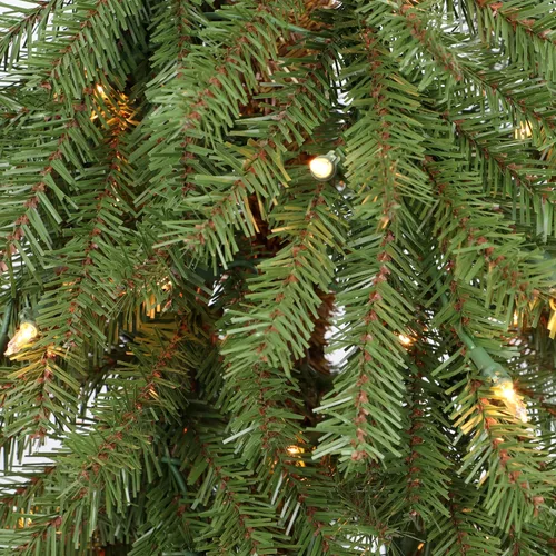 Vista 2 de Puleo International - Árbol de Navidad artificial preiluminado de 5 pies, tipo pino alpin, con 150 luces transparentes, 391 puntas de ramas densas